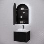 London Matte Black Arch LED Shaving Cabinet 600 * 870